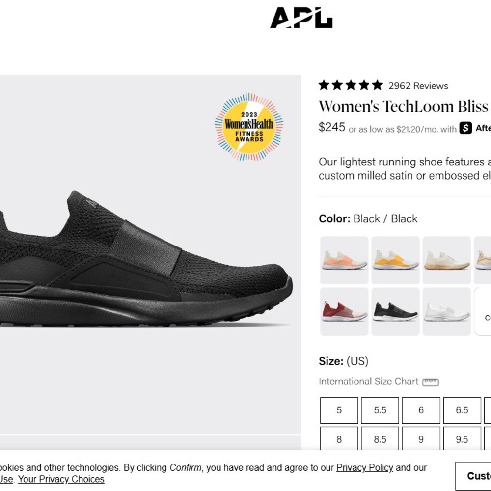 APL Women’s TechLoom Bliss - Slip-on Design - Black - US 9